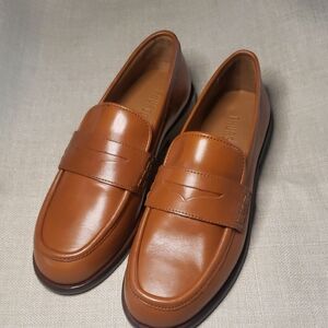 Classic Tan Leather Penny Loafers - Women